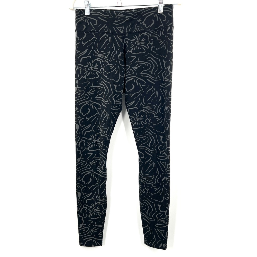 Pact Black abstract Floral Squiggle Print organic cotton Legging pants skinny M